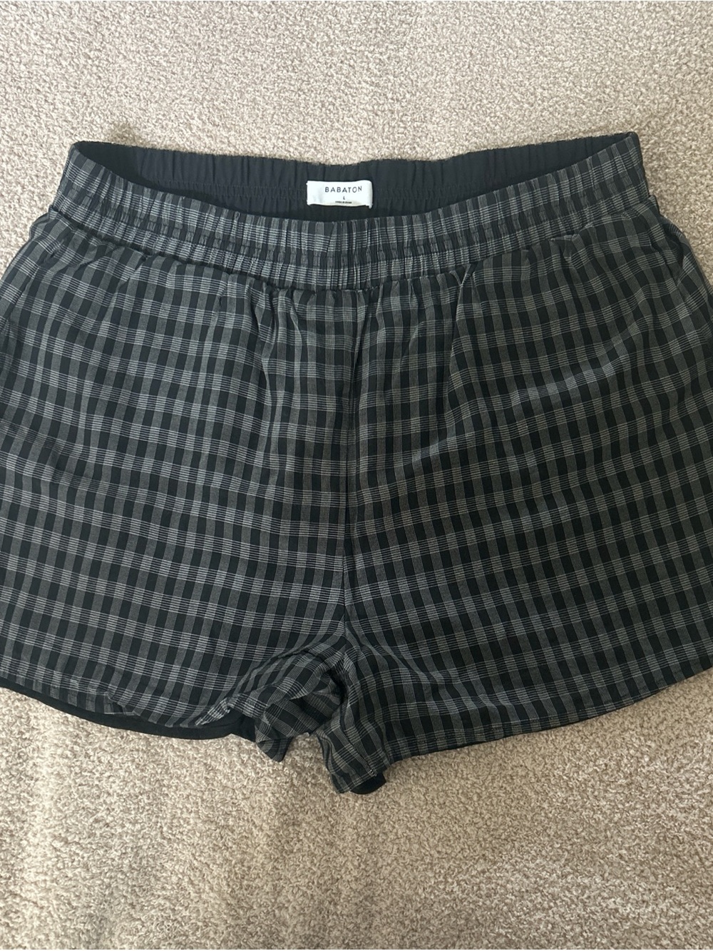 Babaton Black & White Gingham Elastic-Waist Shorts